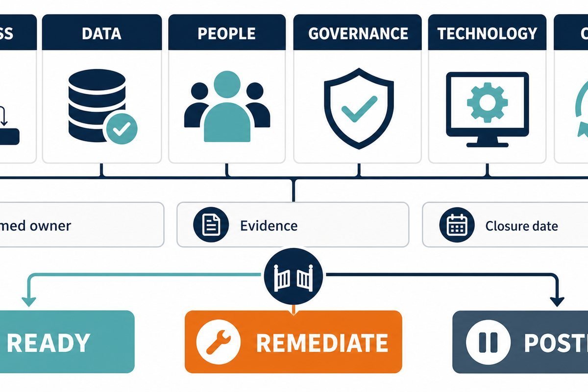 Six-domain ERP readiness decision framework for ready, remediate, or postpone